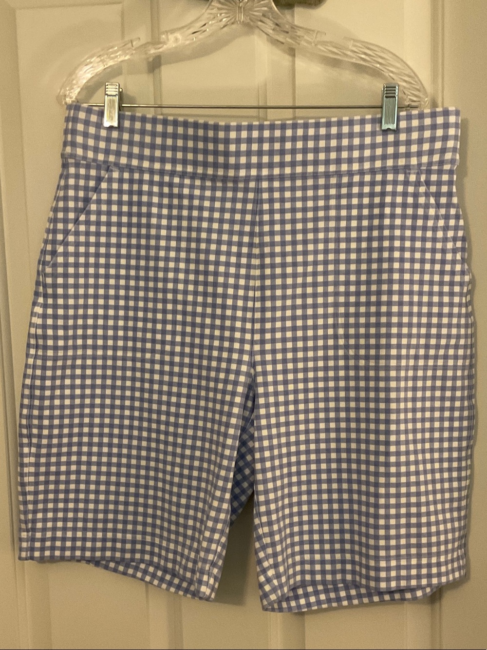 Gingham High-Rise Women’s Shorts - Blue and White Large